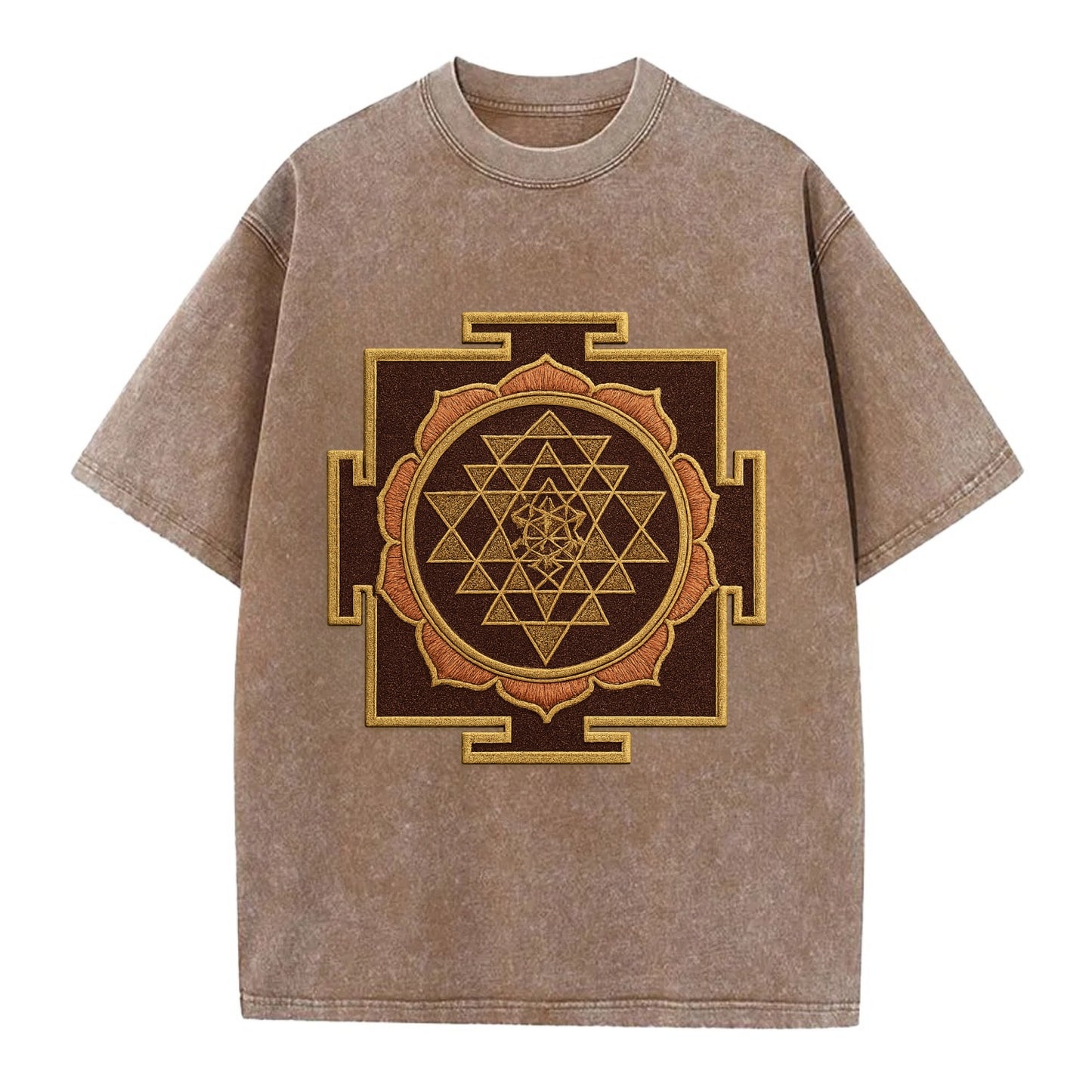 Sri Yantra  - Vintage T-shirt - Brown