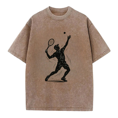 Tennis player serving with powerful form - Vintage T-shirt