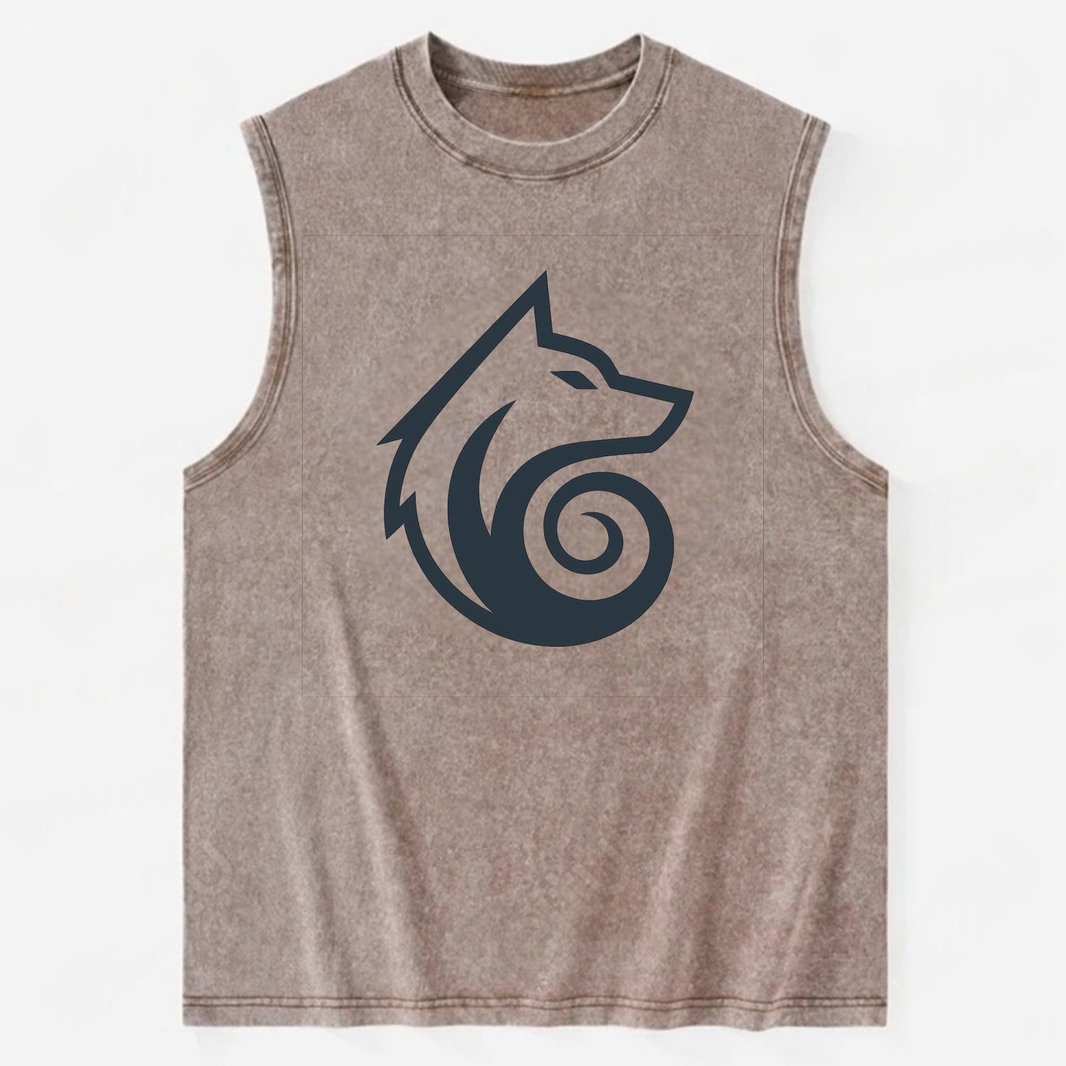 Wind Wolf Spiral  - Vintage Washed Tank - Brown