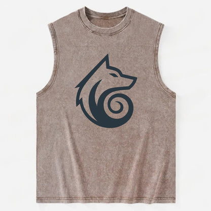 Wind Wolf Spiral  - Vintage Washed Tank - Brown