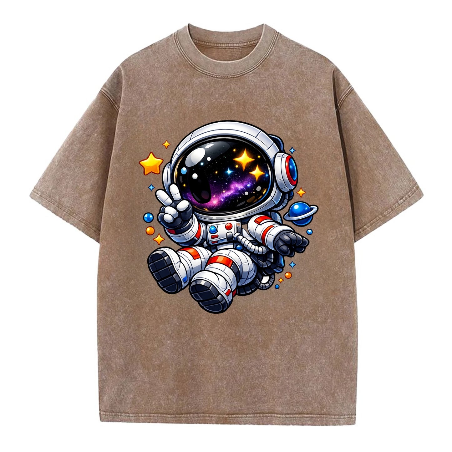 Space Explorer - Vintage T-shirt - Brown