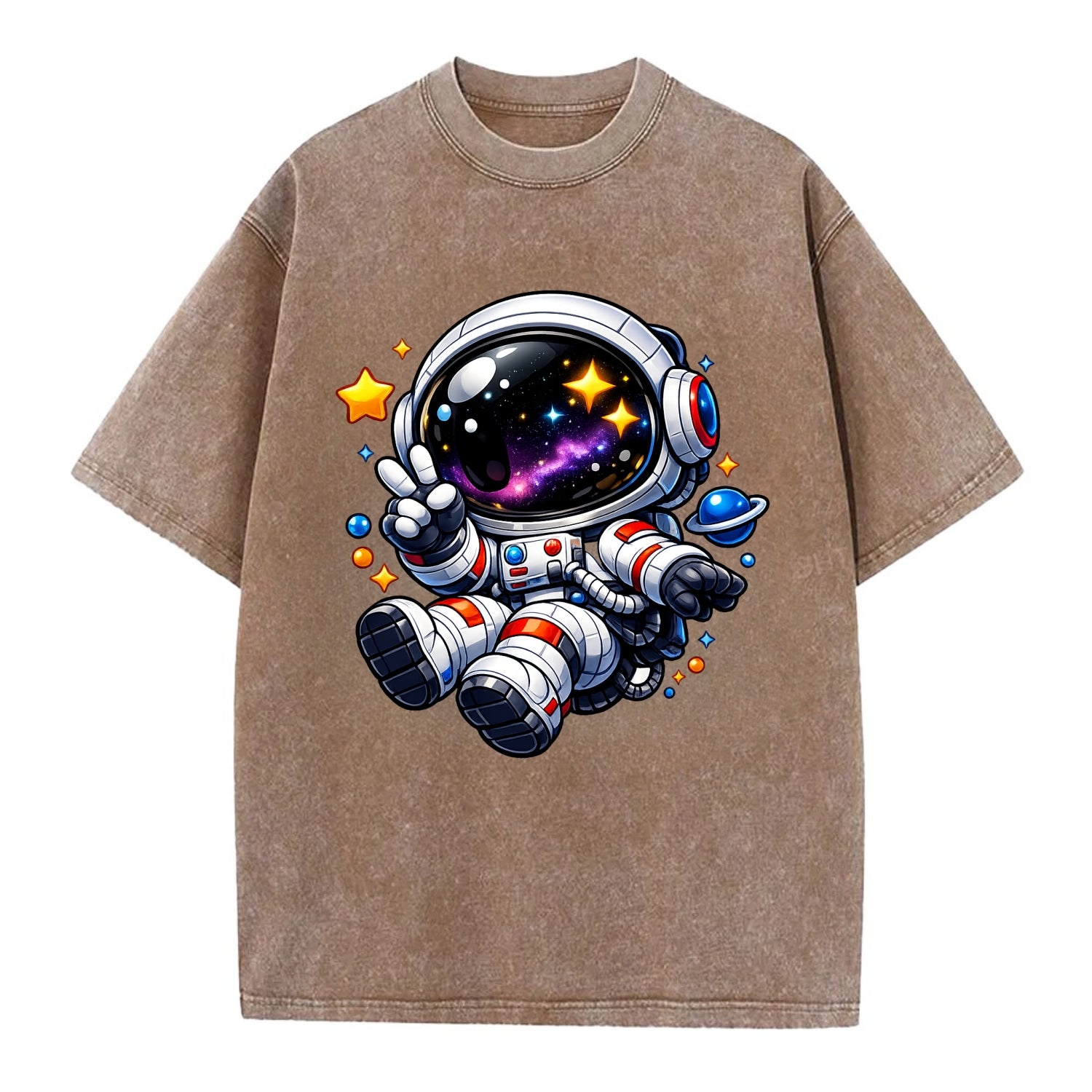Space Explorer - Vintage T-shirt - Brown