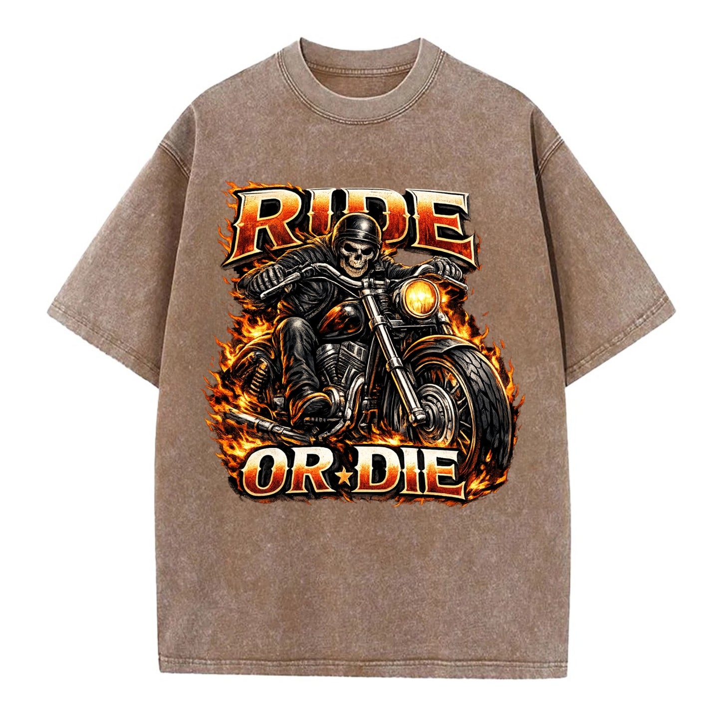 Ride Or Die - Vintage T-shirt - Brown