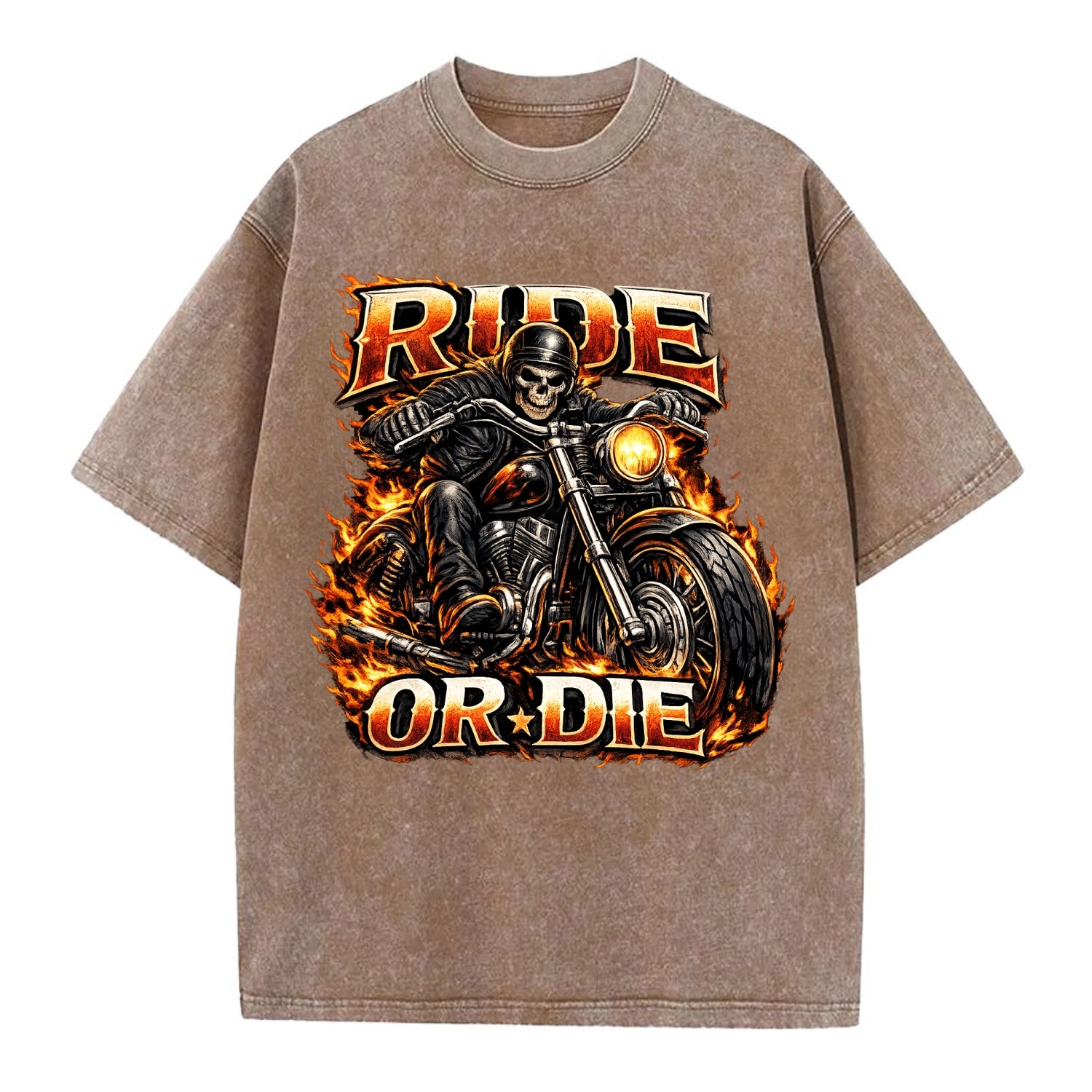 Ride Or Die - Vintage T-shirt - Brown