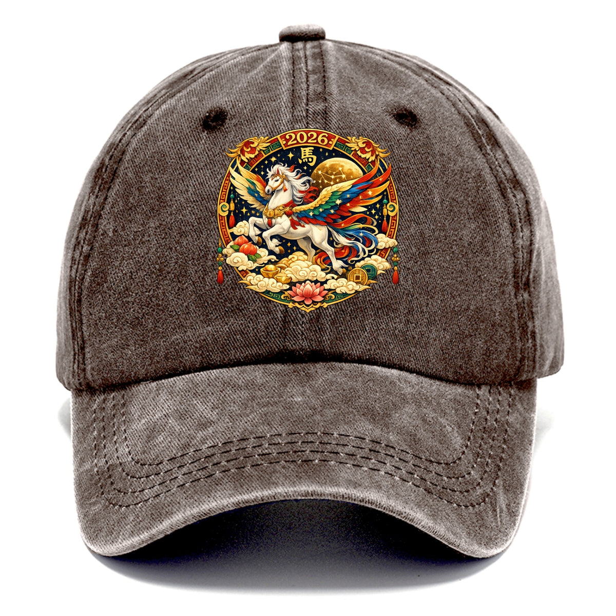 CELESTIAL HORSE | Heavenly horse among clouds and stars | Wings of flowing energy - Classic Cap - Brown