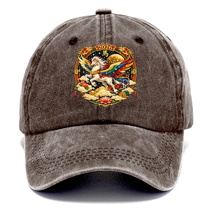 CELESTIAL HORSE | Heavenly horse among clouds and stars | Wings of flowing energy - Classic Cap - Brown