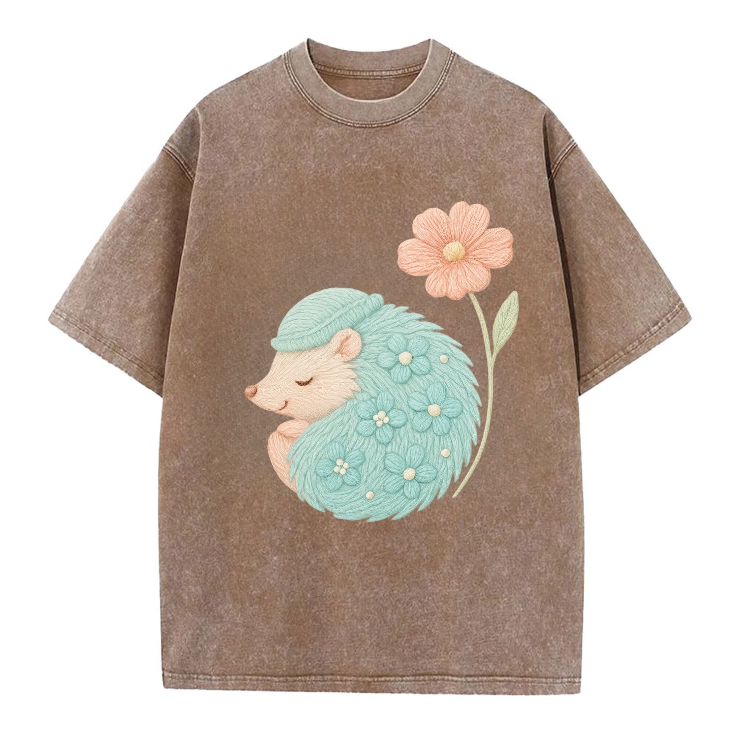 Aqua Hedgehog - Vintage T-shirt - Brown