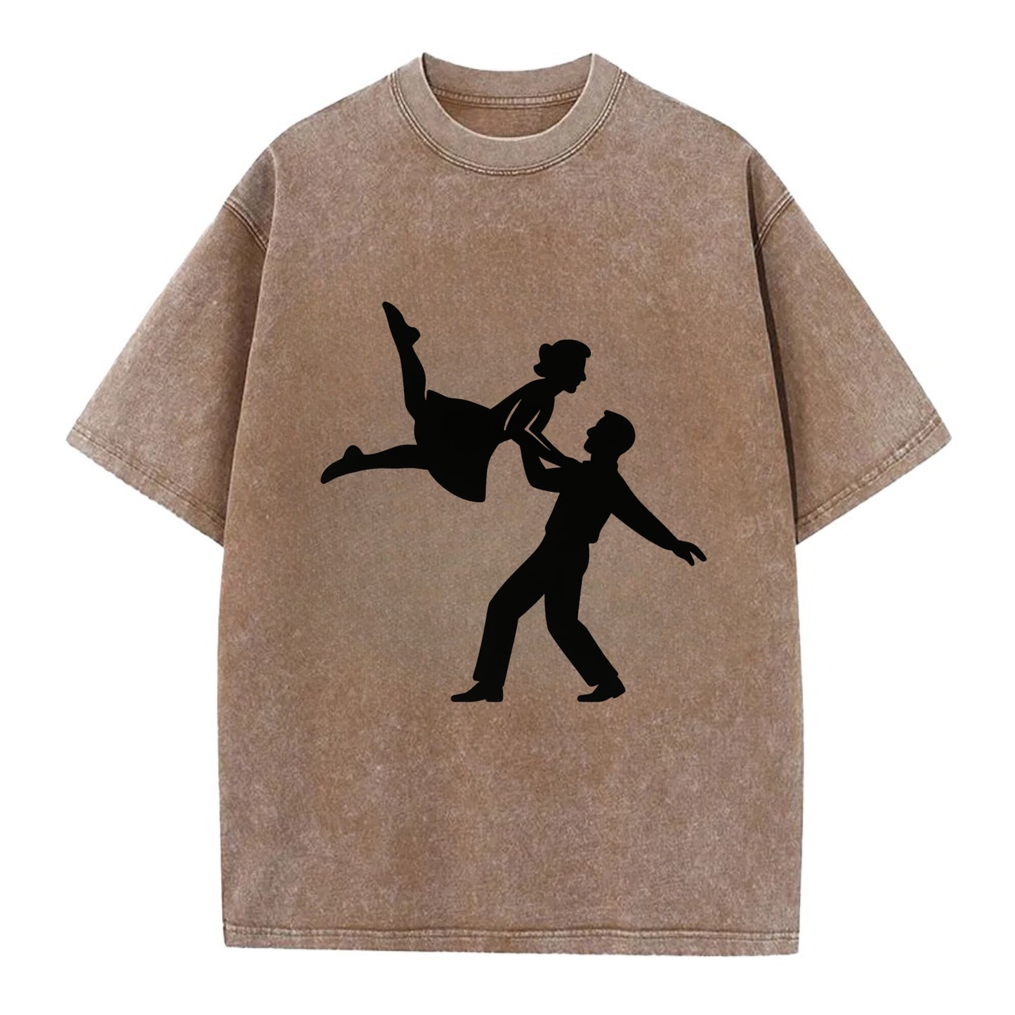 Swing dancers aerial lift - Vintage T-shirt - Brown