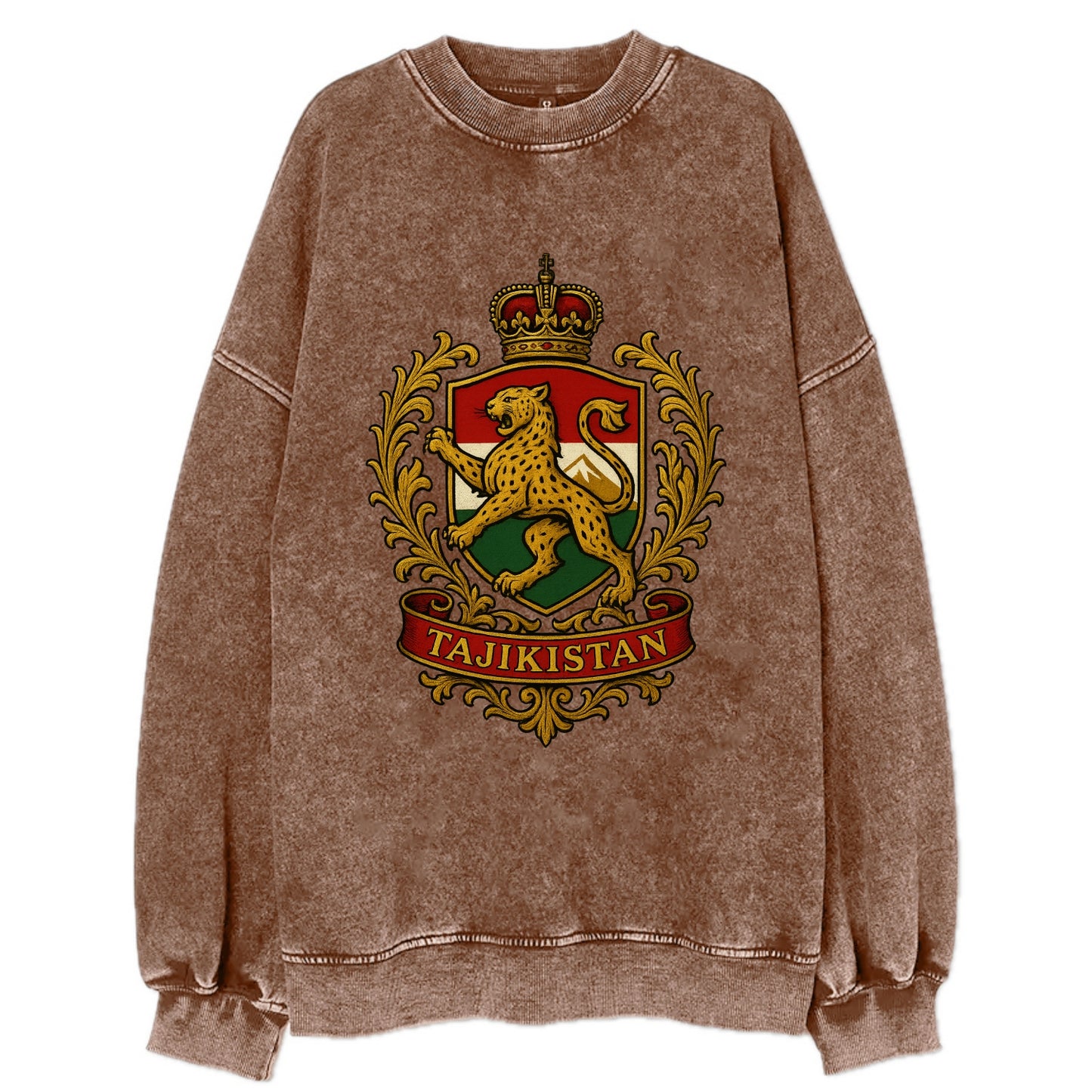 Tajikistan Heritage Badge  - Vintage Sweatshirt - Brown