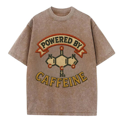 Powered By Caffeine  - Vintage T-shirt - Brown