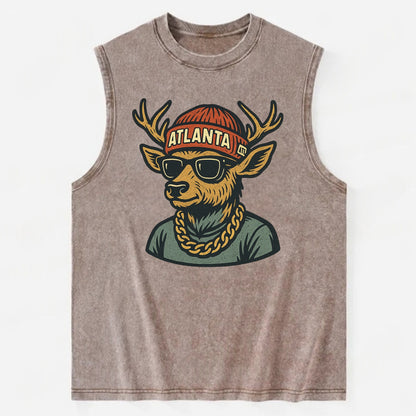 "deer" "atlanta" "atl" "red" "us South" - Vintage Washed Tank - Brown