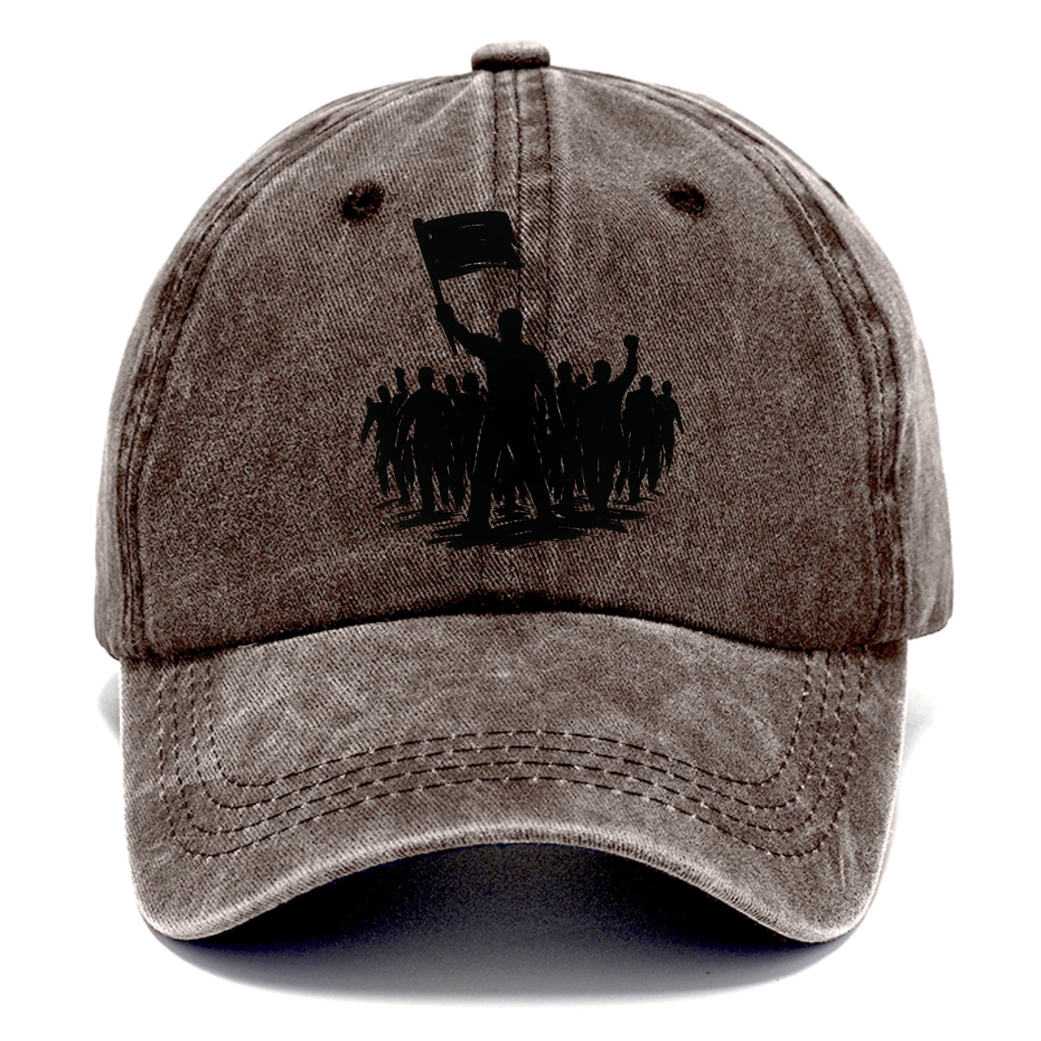Crowd of protesters marching - solidarity movement ink painting - Classic Cap - Brown