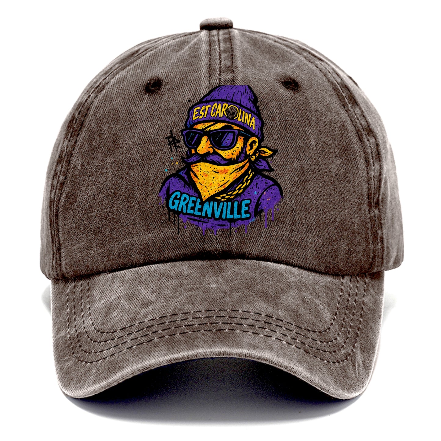 Greenville Pirate wearing East Carolina beanie with skull patch - Classic Cap - Brown
