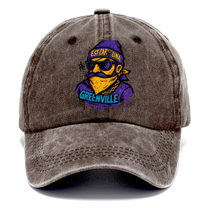 Greenville Pirate wearing East Carolina beanie with skull patch - Classic Cap - Brown