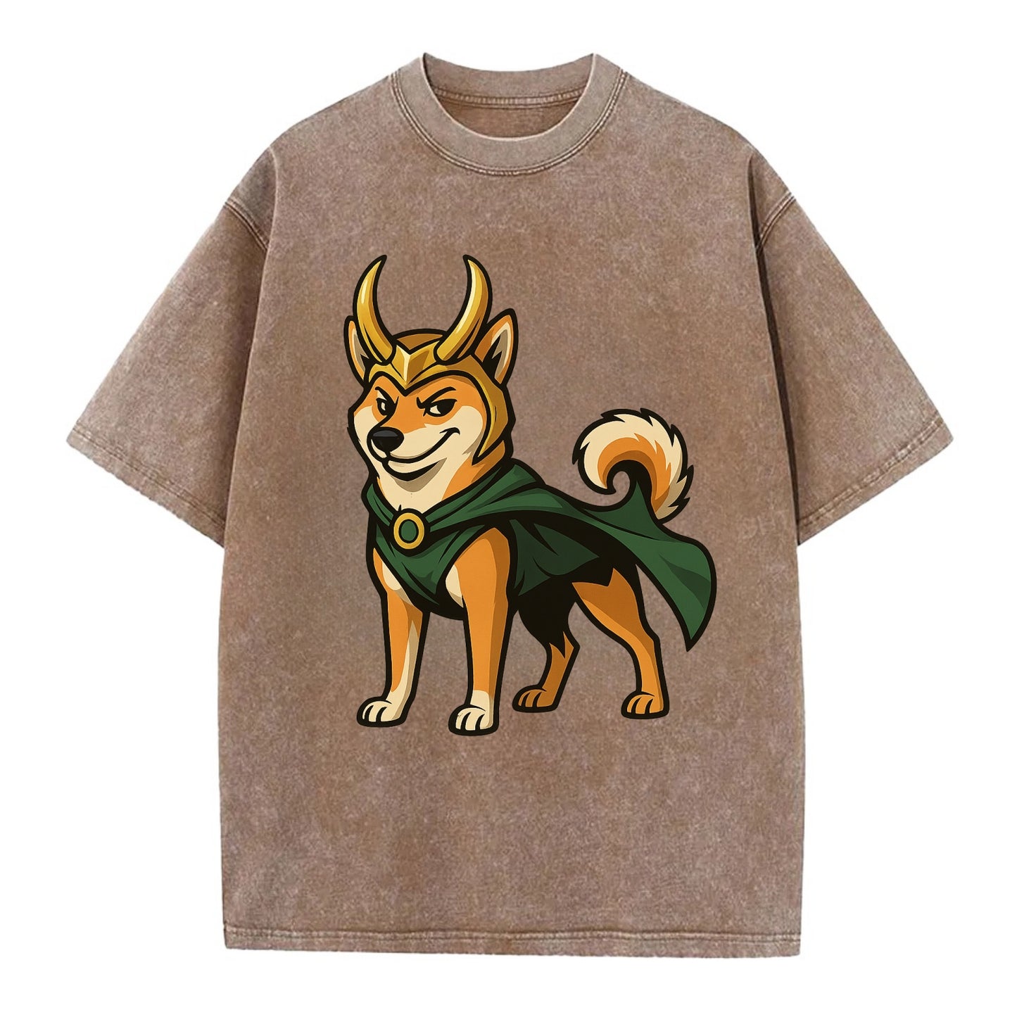 Shiba Inu Loki  - Vintage T-shirt - Brown