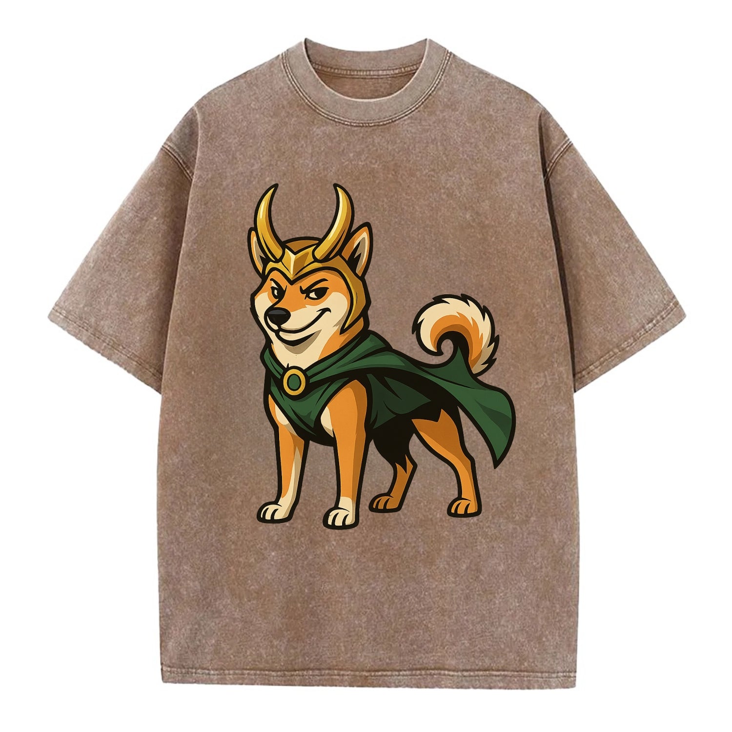 Shiba Inu Loki  - Vintage T-shirt - Brown