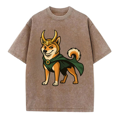 Shiba Inu Loki  - Vintage T-shirt - Brown