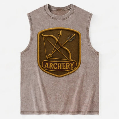 Bow and arrow crossed - archery enthusiast - Vintage Washed Tank - Brown