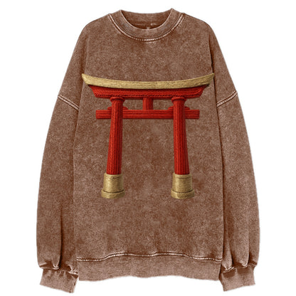 Japanese Torii Gate  - Vintage Sweatshirt - Brown