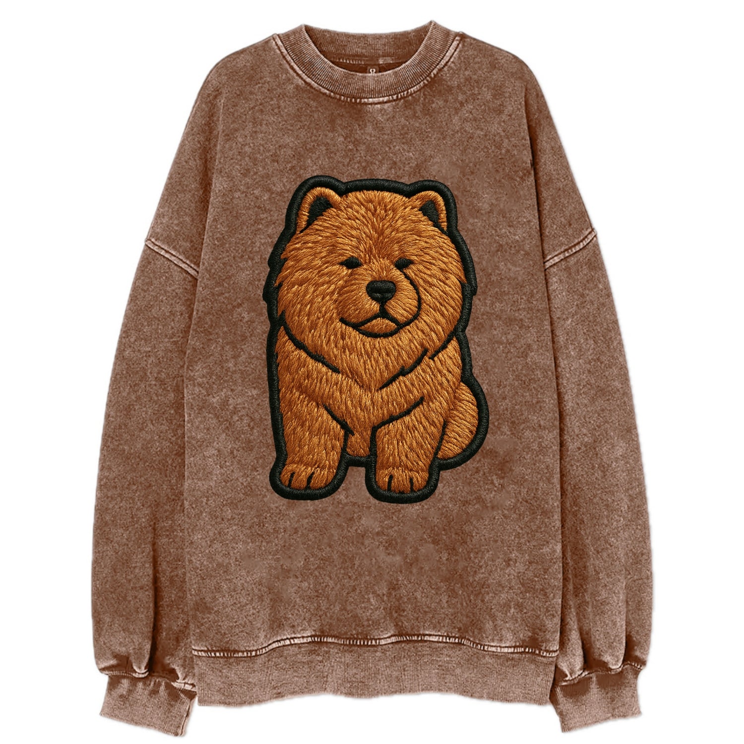 Chow Chow - Trendy lion-mane design with - Vintage Sweatshirt - Brown