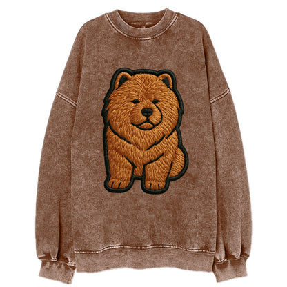 Chow Chow - Trendy lion-mane design with - Vintage Sweatshirt - Brown