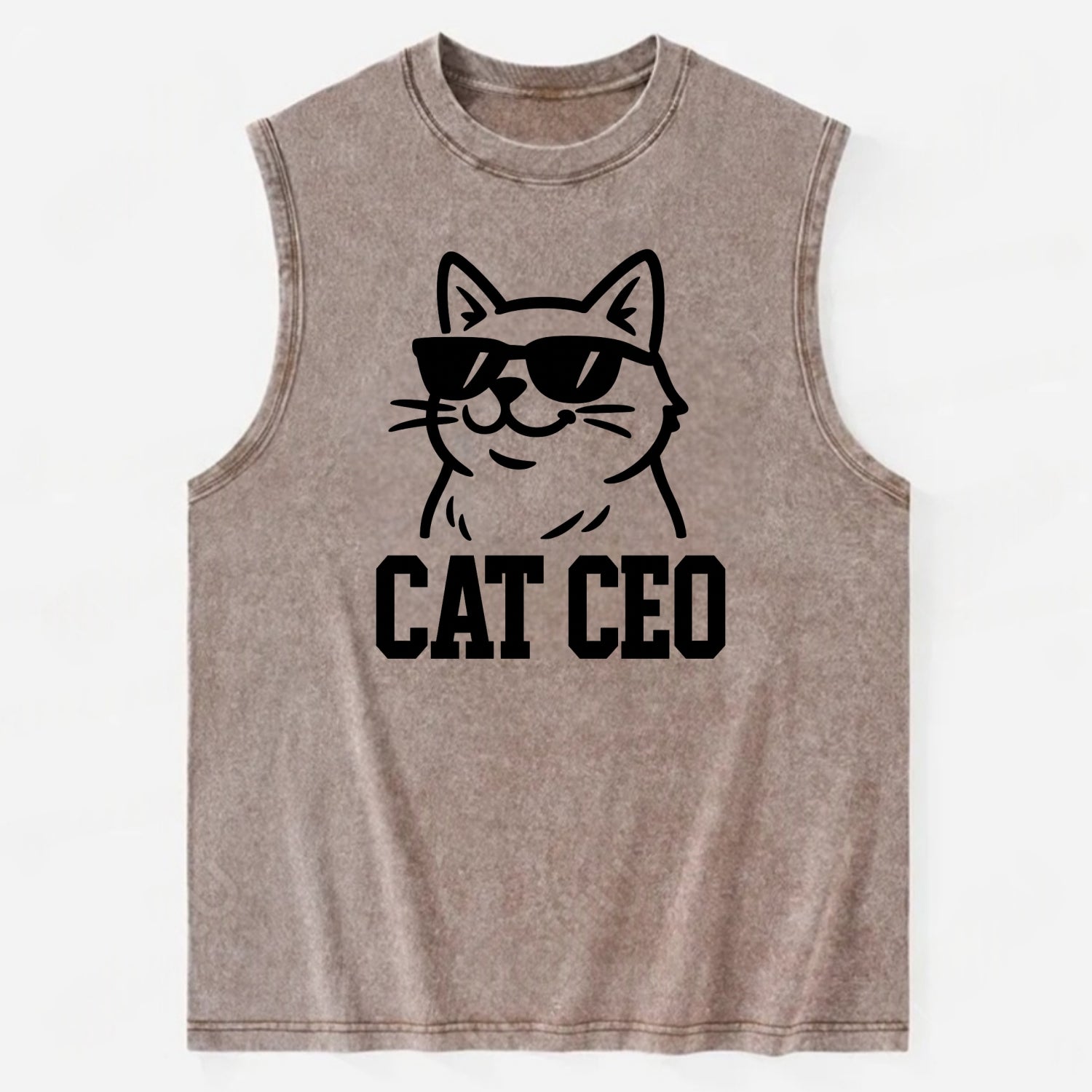 CEO Cat Boss - Vintage Washed Tank - Brown