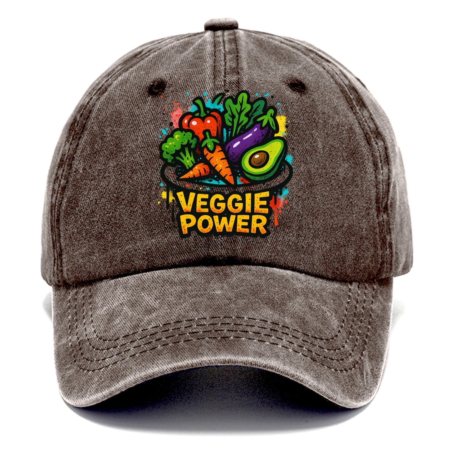 Colorful vegetables and plants on plate - plant-based lifestyle, veggie power - Classic Cap - Brown