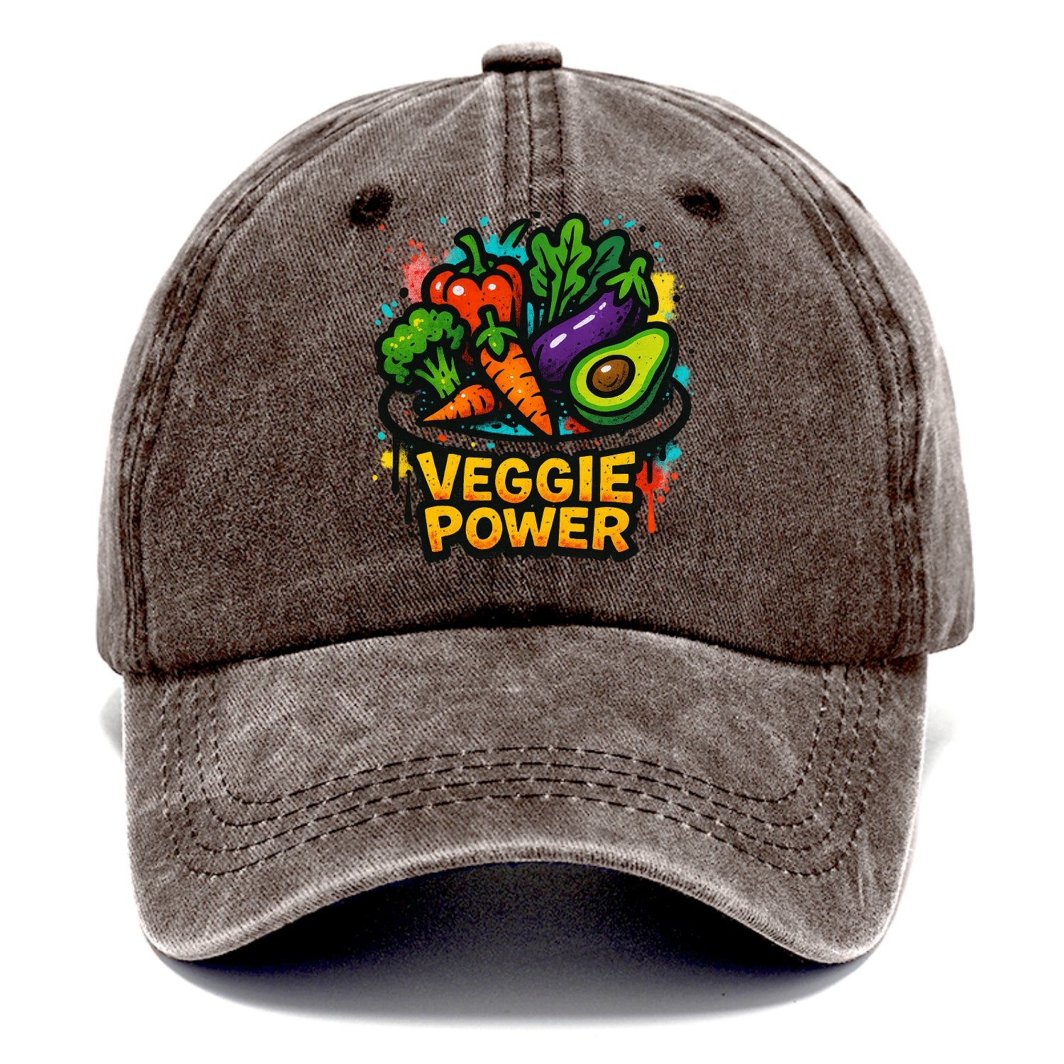 Colorful vegetables and plants on plate - plant-based lifestyle, veggie power - Classic Cap - Brown