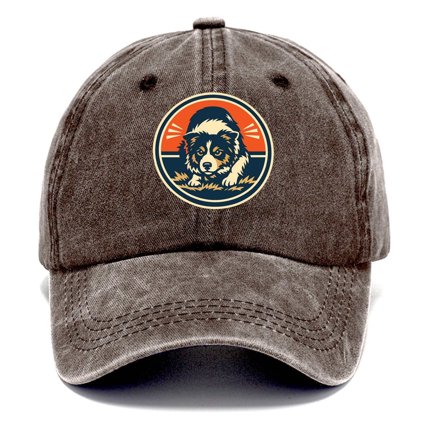 Focused Border Collie Emblem - Classic Cap - Brown