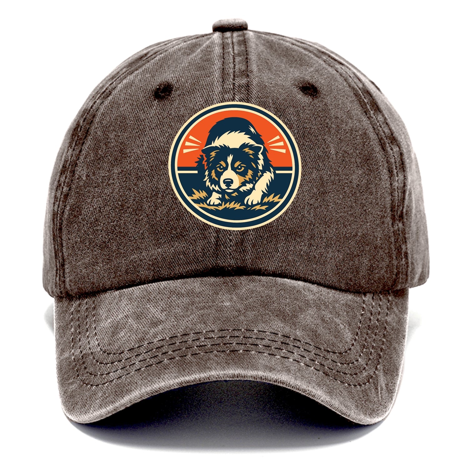Focused Border Collie Emblem - Classic Cap - Brown