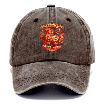 DANCING HORSE | Elegant prancing horse in motion | Graceful curved pose | Floating - Classic Cap - Brown