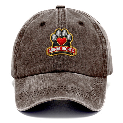 ANIMAL RIGHTS - raised paw with heart in red , advocacy - Classic Cap - Brown