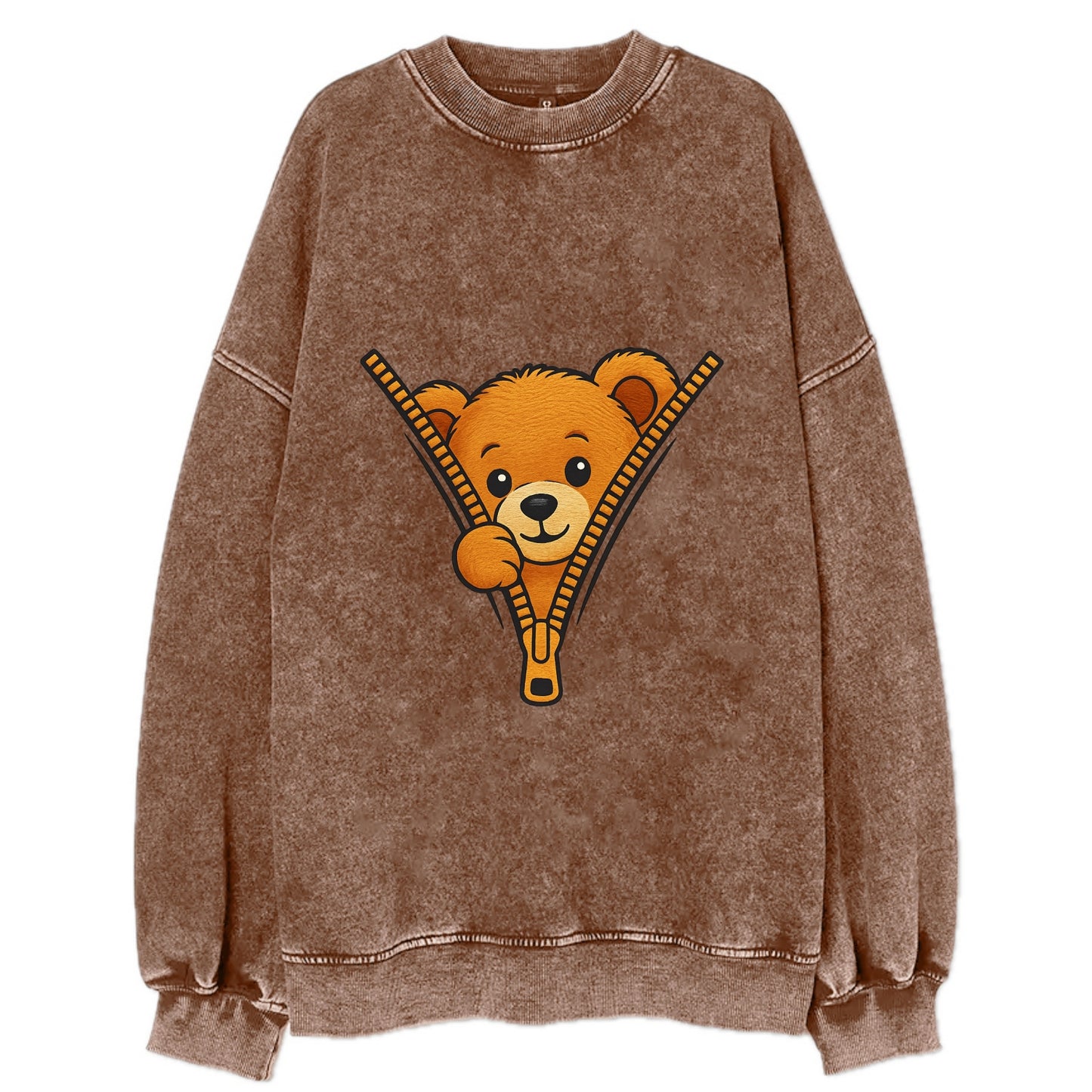 zipper bear - Vintage Sweatshirt - Brown