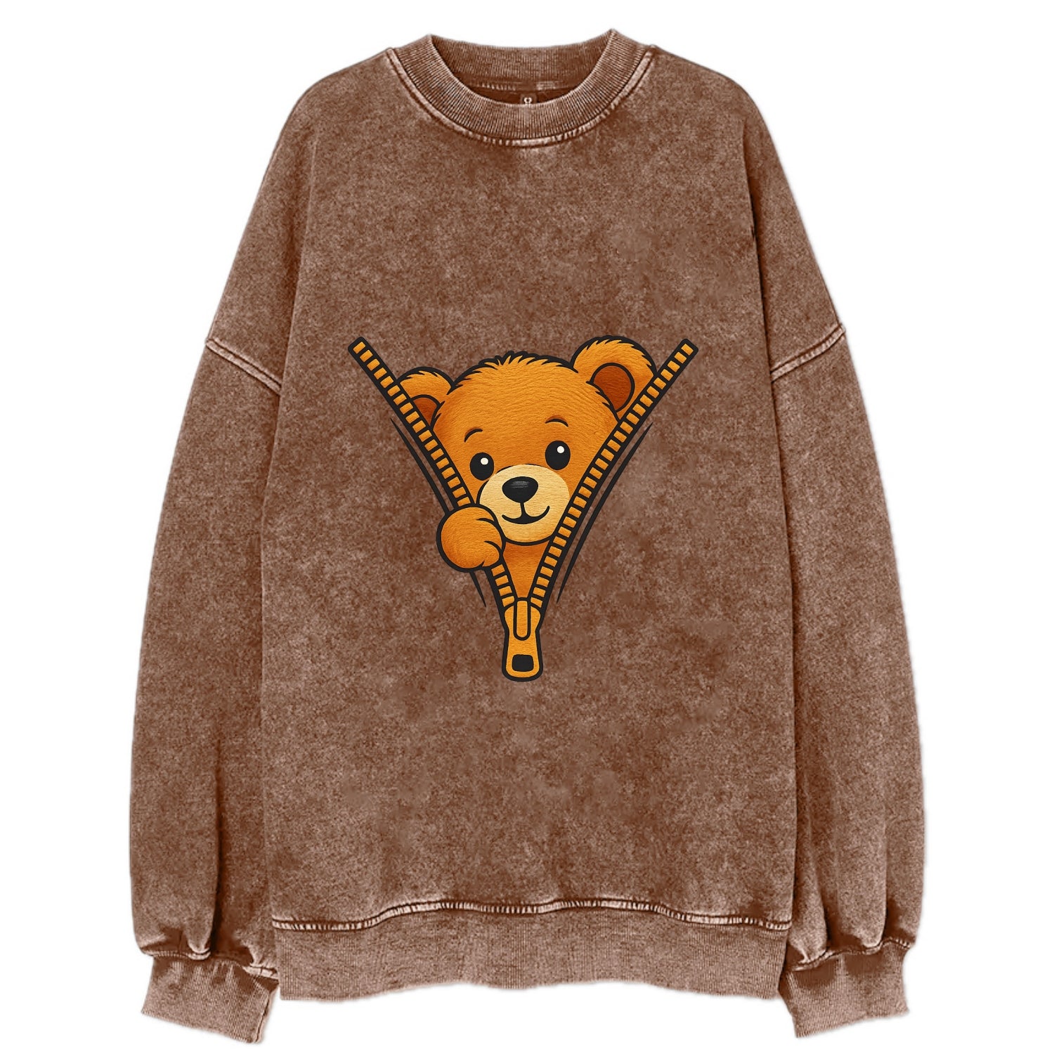 zipper bear - Vintage Sweatshirt - Brown