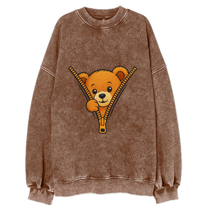 zipper bear - Vintage Sweatshirt - Brown