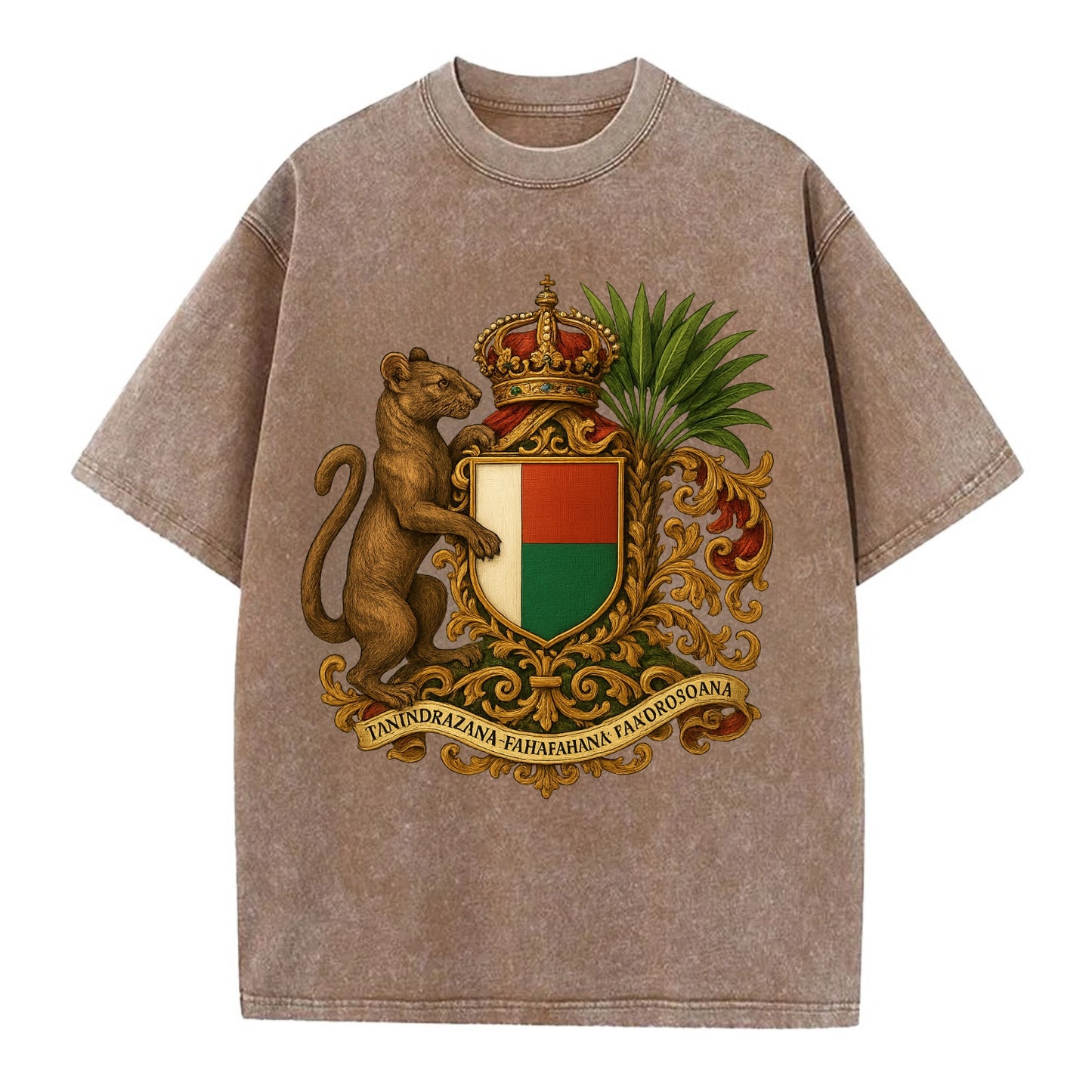 Madagascar Fossa Hunter  - Vintage T-shirt - Brown