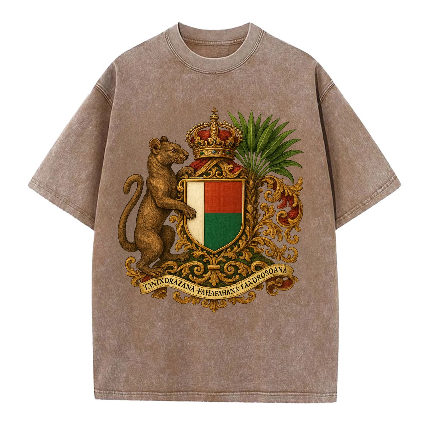 Madagascar Fossa Hunter  - Vintage T-shirt - Brown