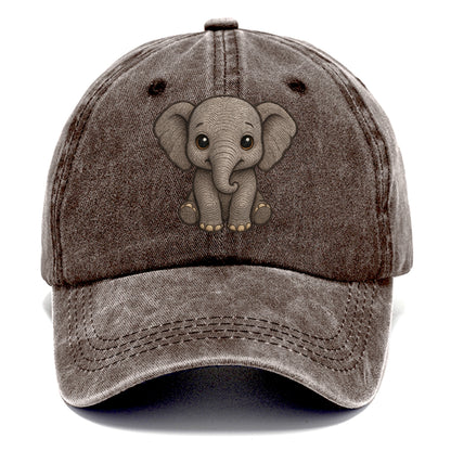 Baby Elephant - gray wrinkly, tiny trunk, large floppy ears, kind dark eyes, - Classic Cap - Brown