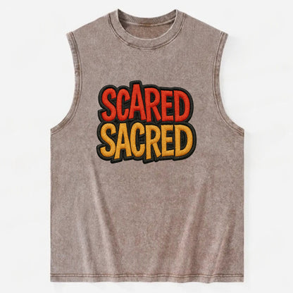SCARED;SACRED JOURNEY Spiritual Purple Hat - Vintage Washed Tank - Brown