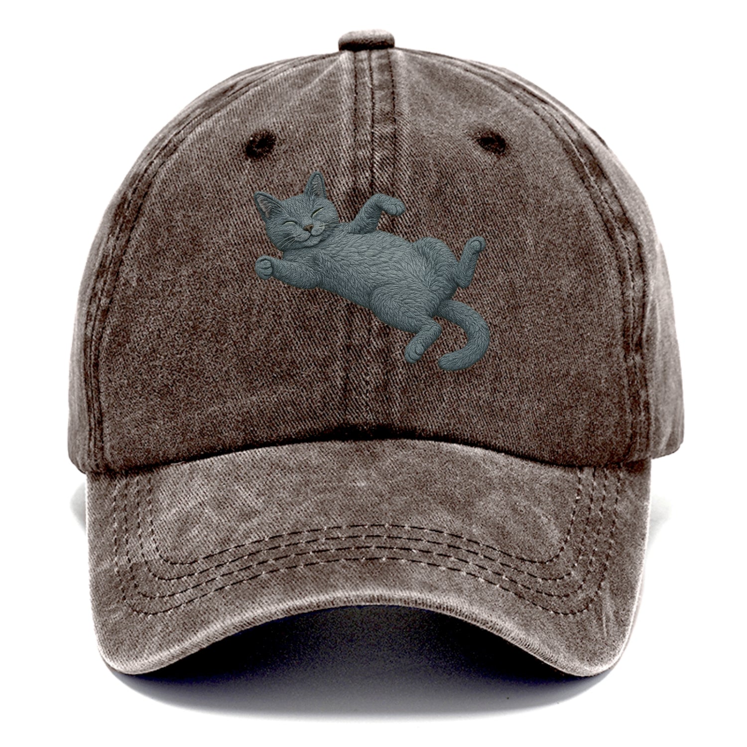 Russian Blue  fully relaxed sprawled out Classic Cap - Brown