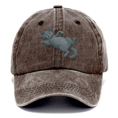 Russian Blue  fully relaxed sprawled out Classic Cap - Brown