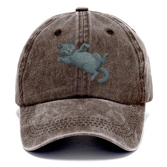Russian Blue  fully relaxed sprawled out Classic Cap - Brown