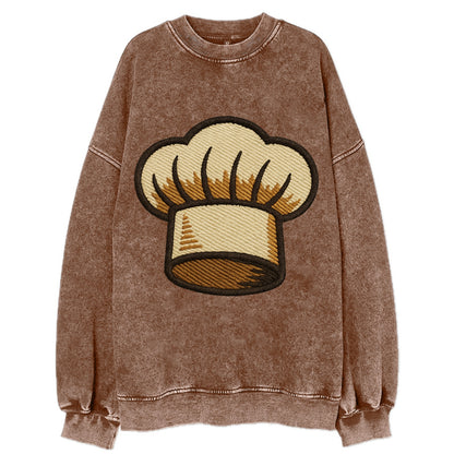 Chef Hat  - Vintage Sweatshirt - Brown