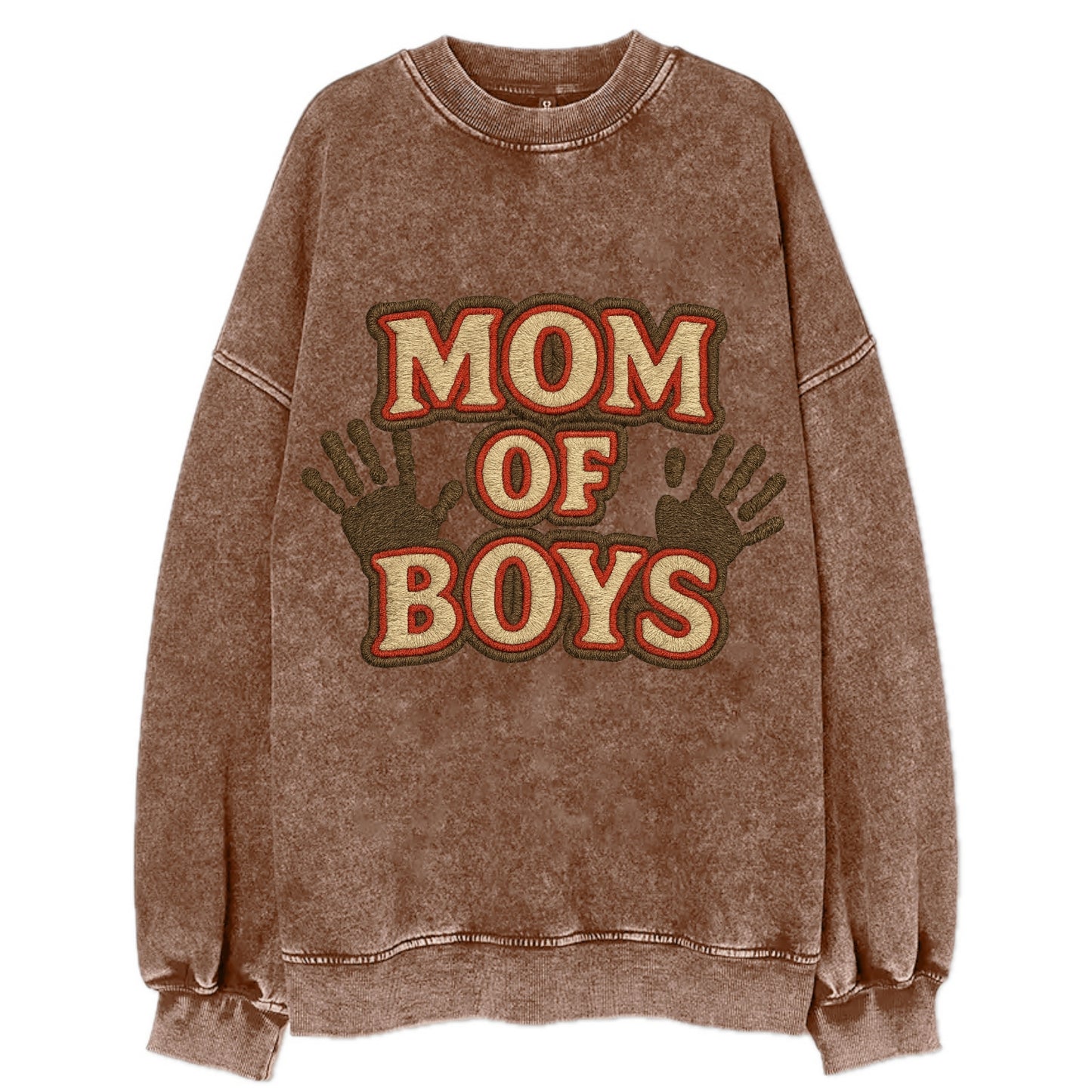 Mom Of Boys  - Vintage Sweatshirt - Brown
