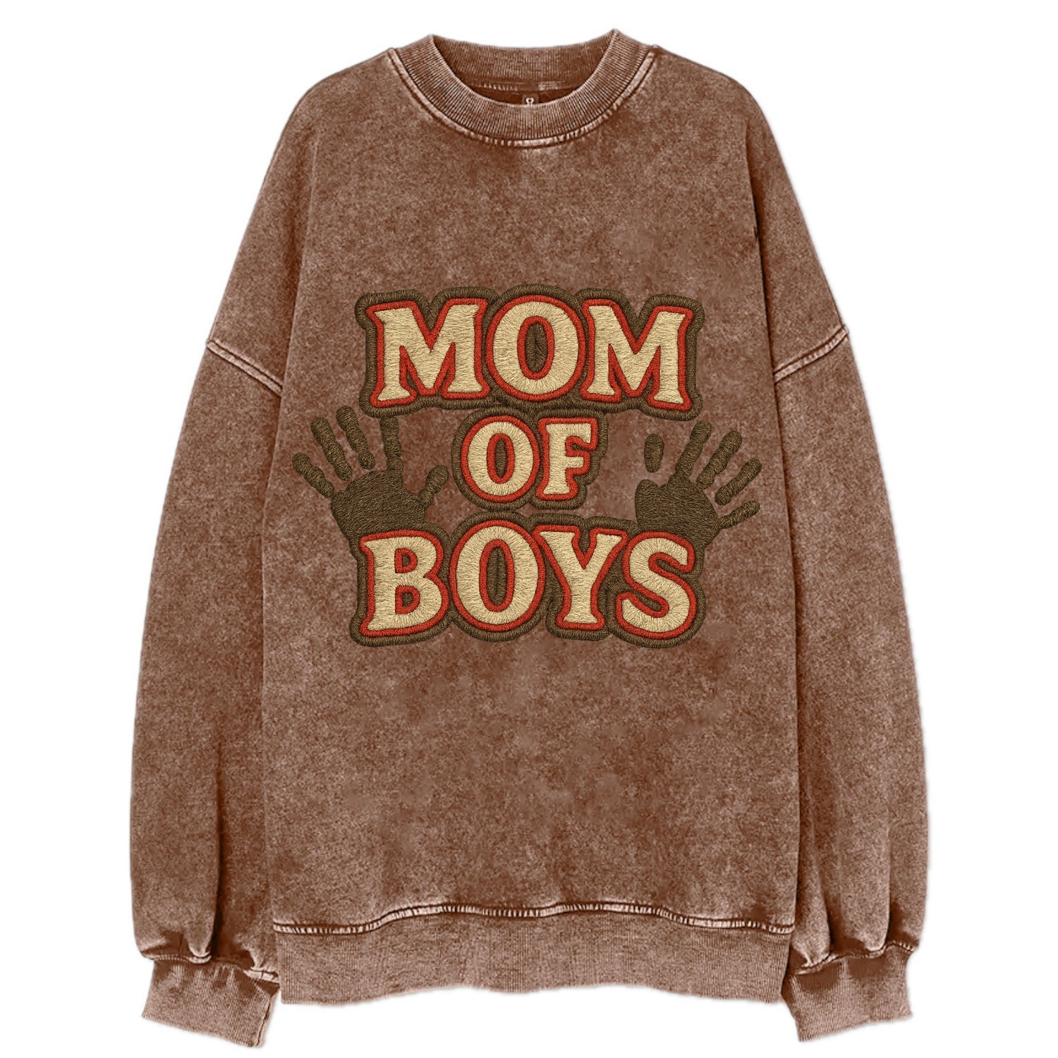 Mom Of Boys  - Vintage Sweatshirt - Brown