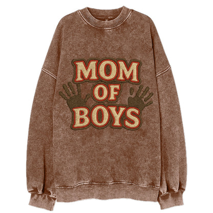 Mom Of Boys  - Vintage Sweatshirt - Brown