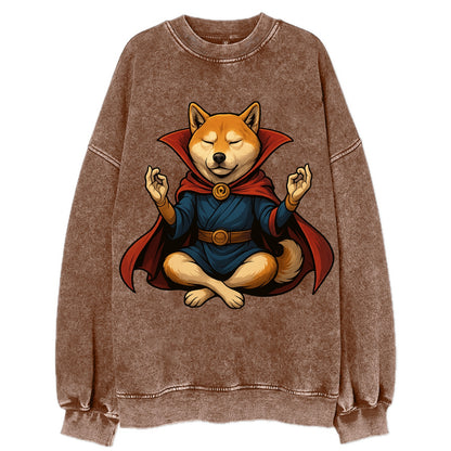 Shiba Inu Doctor Strange  - Vintage Sweatshirt - Brown