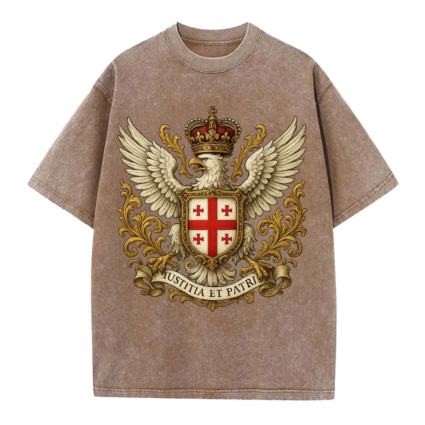 Georgia White Eagle Emblem  - Vintage T-shirt - Brown