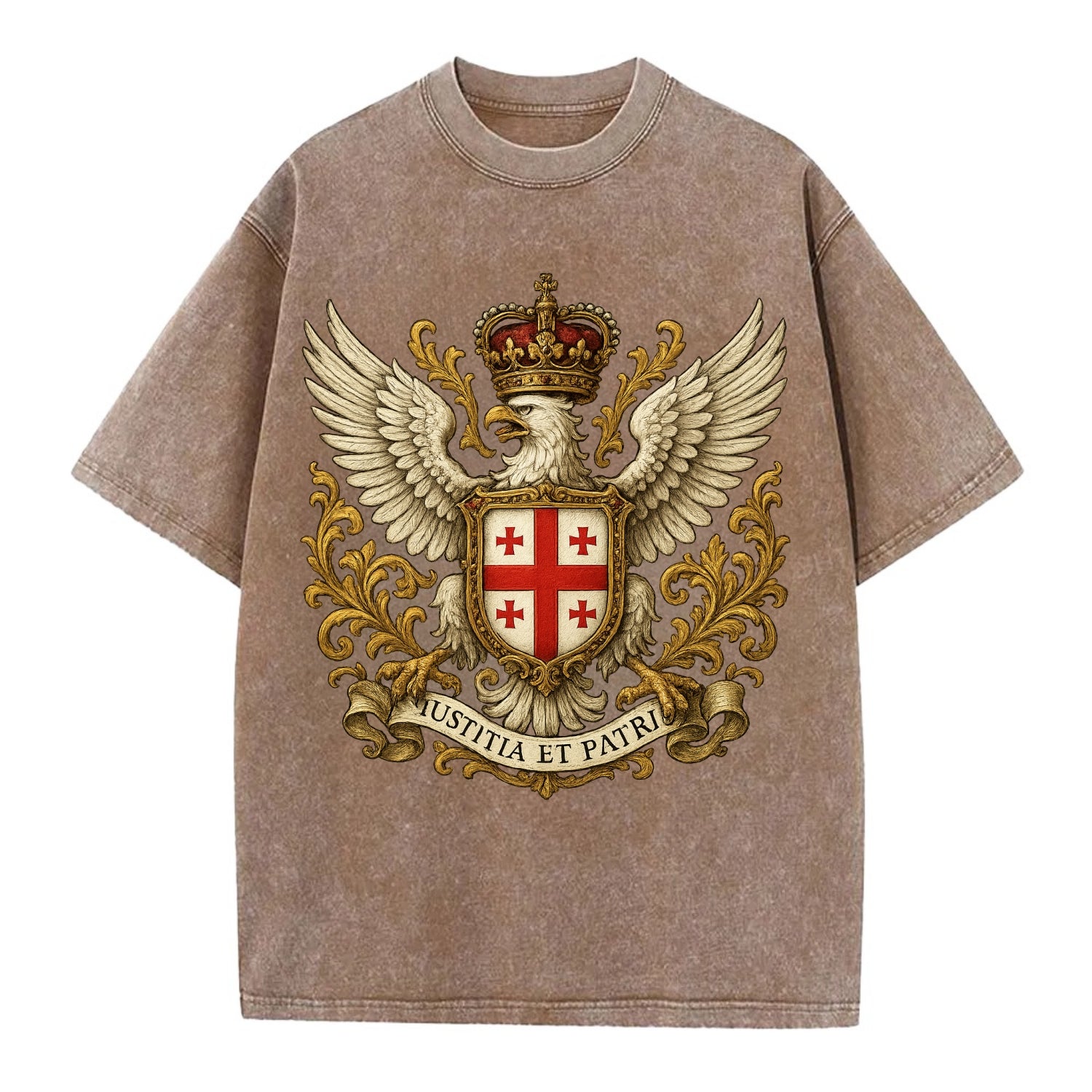 Georgia White Eagle Emblem  - Vintage T-shirt - Brown