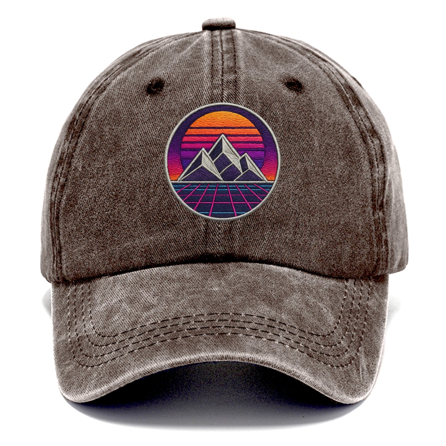 Retrowave Mountains - Classic Cap - Brown
